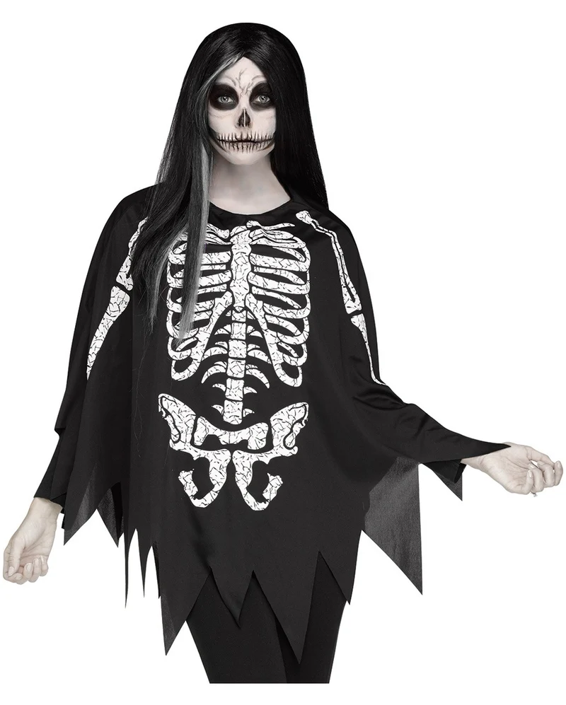 Skelett Kostüm-Poncho