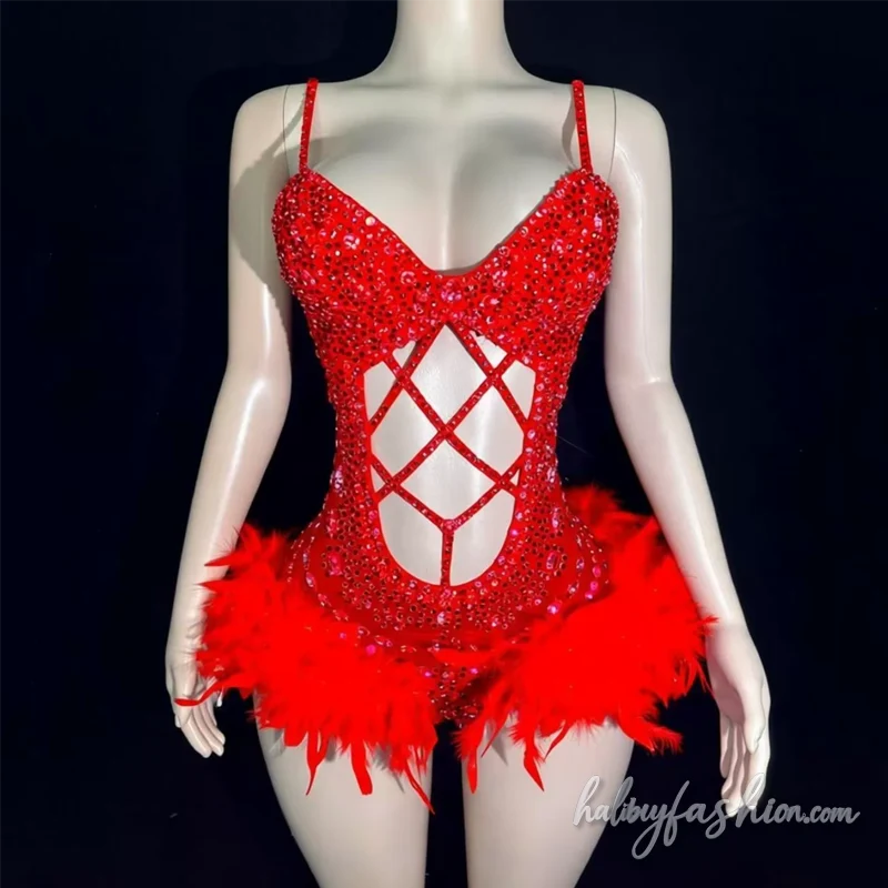Cut out beaded feather v neck cami romper