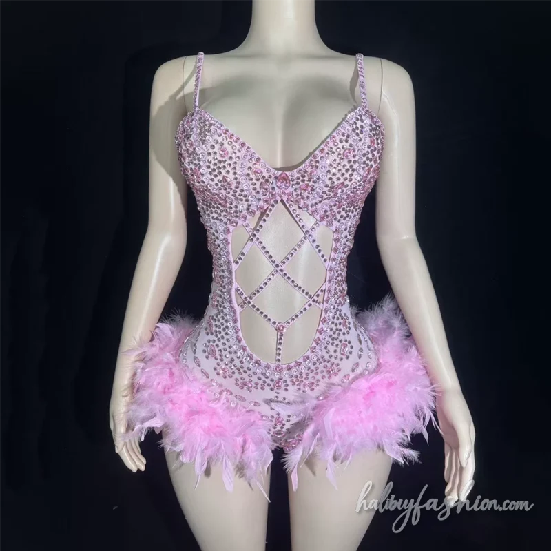 Cut out beaded feather v neck cami romper