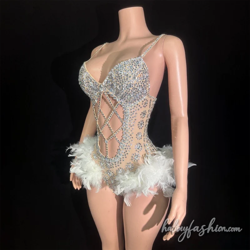 Cut out beaded feather v neck cami romper