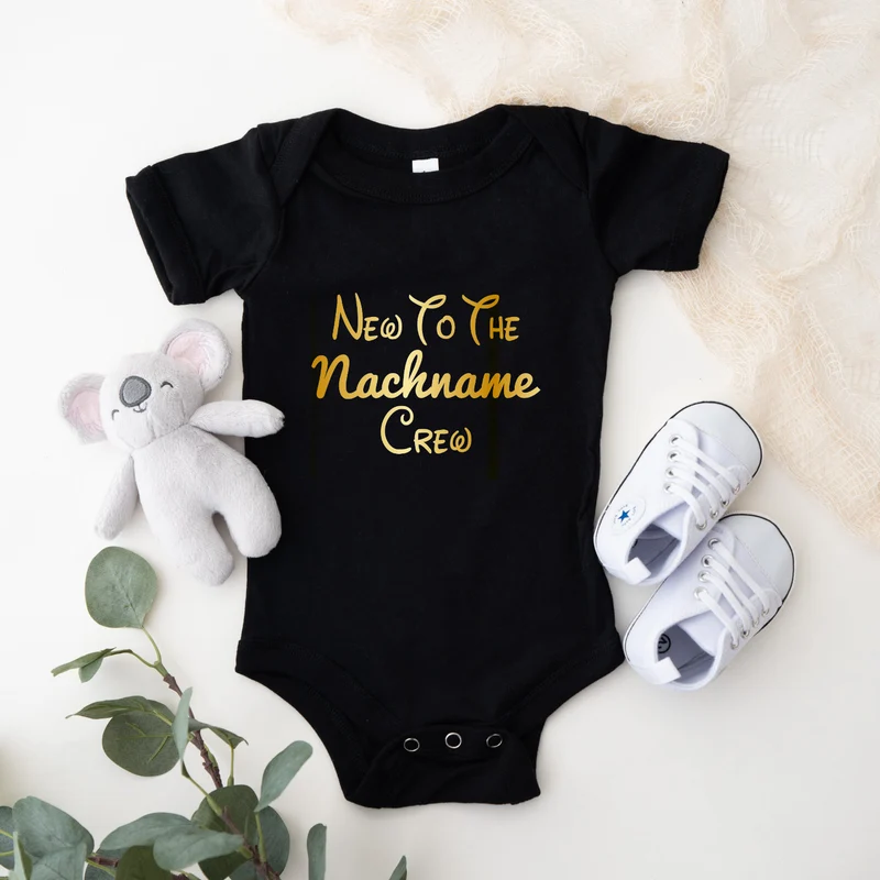 New to the Crew Body Personalisiert Babybody Miniversion Bodysuit Schwangerschaft verkünden Body kurzarm bedruckt Babybody Bodysuit Geschenk