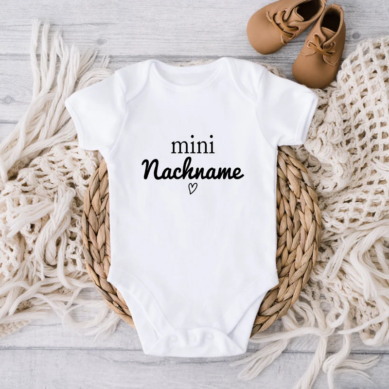 Babybody Personalisiert Mini Nachname Babybody miniversion Baby Geschenk Body kurzarm bedruckt Bodysuit Schwangerschaft verkünden Toddler