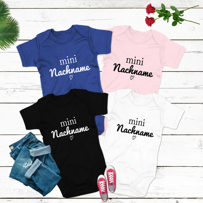 Babybody Personalisiert Mini Nachname Babybody miniversion Baby Geschenk Body kurzarm bedruckt Bodysuit Schwangerschaft verkünden Toddler