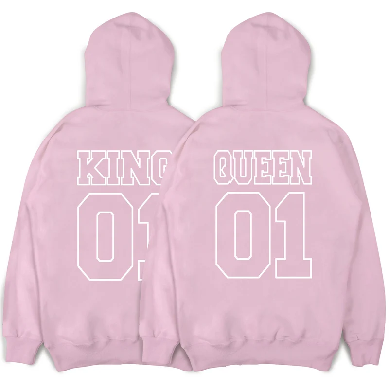 KING & QUEEN Hoodies Outline Pärchen Hoodies mit Wunschzahlen Pärchenpullis im SET Pärchen Geschenk King 01 Queen 01 Hoodies Paare Paarpulli