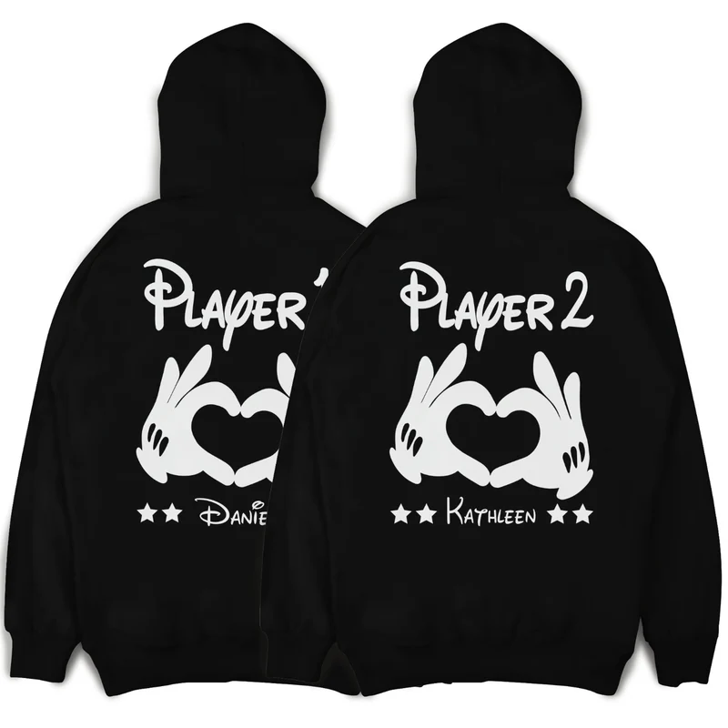 Player 1 Player 2 Hoodies Pärchen Pullover für Paare Paarpullis Pärchen Geschenk Pärchenpullover Weihnachten Paar Pullover Wunschnamen Paare