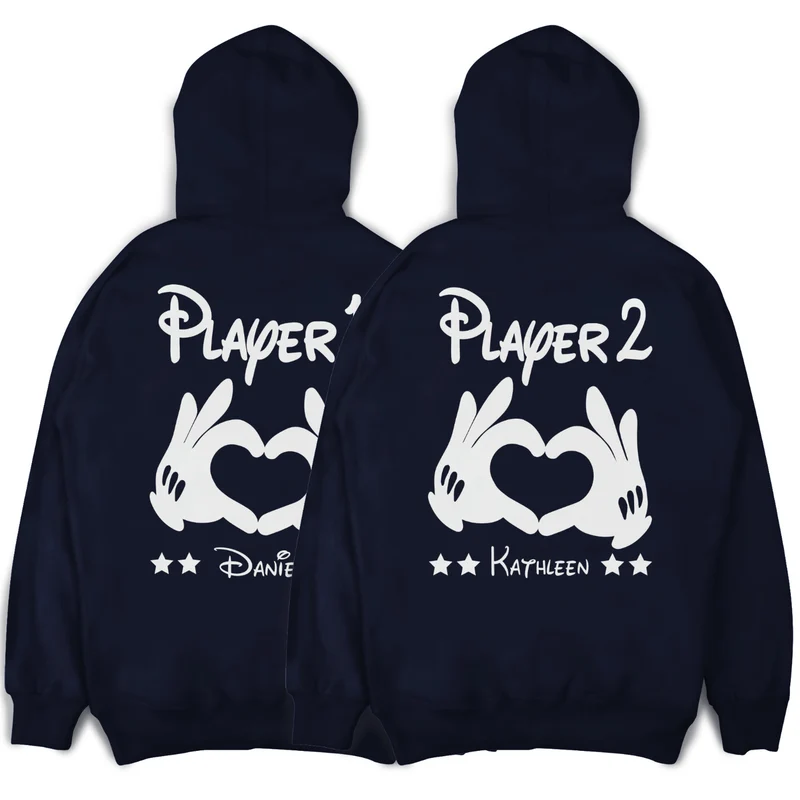 Player 1 Player 2 Hoodies Pärchen Pullover für Paare Paarpullis Pärchen Geschenk Pärchenpullover Weihnachten Paar Pullover Wunschnamen Paare