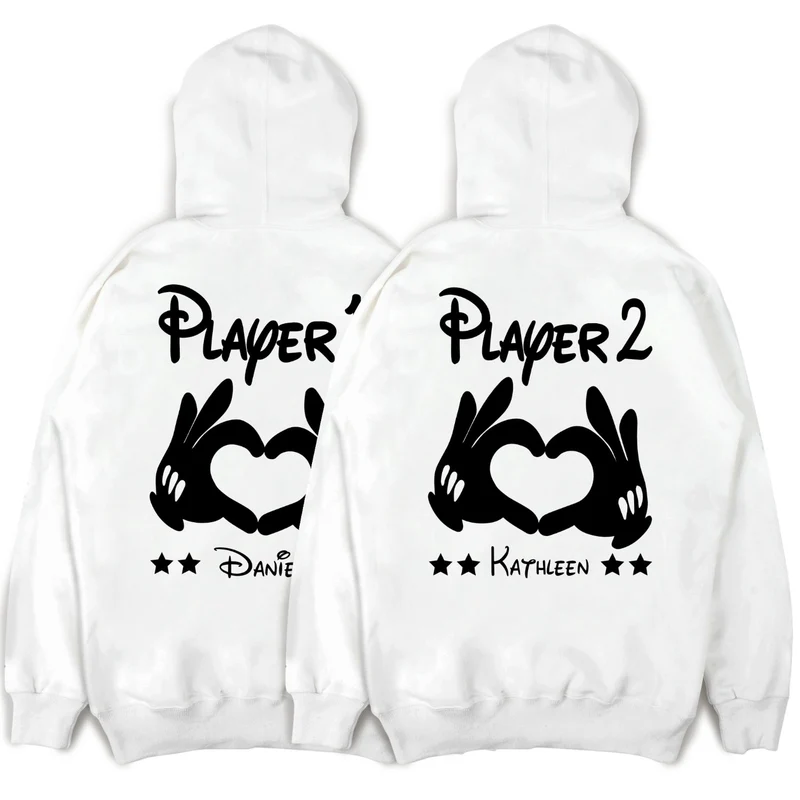 Player 1 Player 2 Hoodies Pärchen Pullover für Paare Paarpullis Pärchen Geschenk Pärchenpullover Weihnachten Paar Pullover Wunschnamen Paare