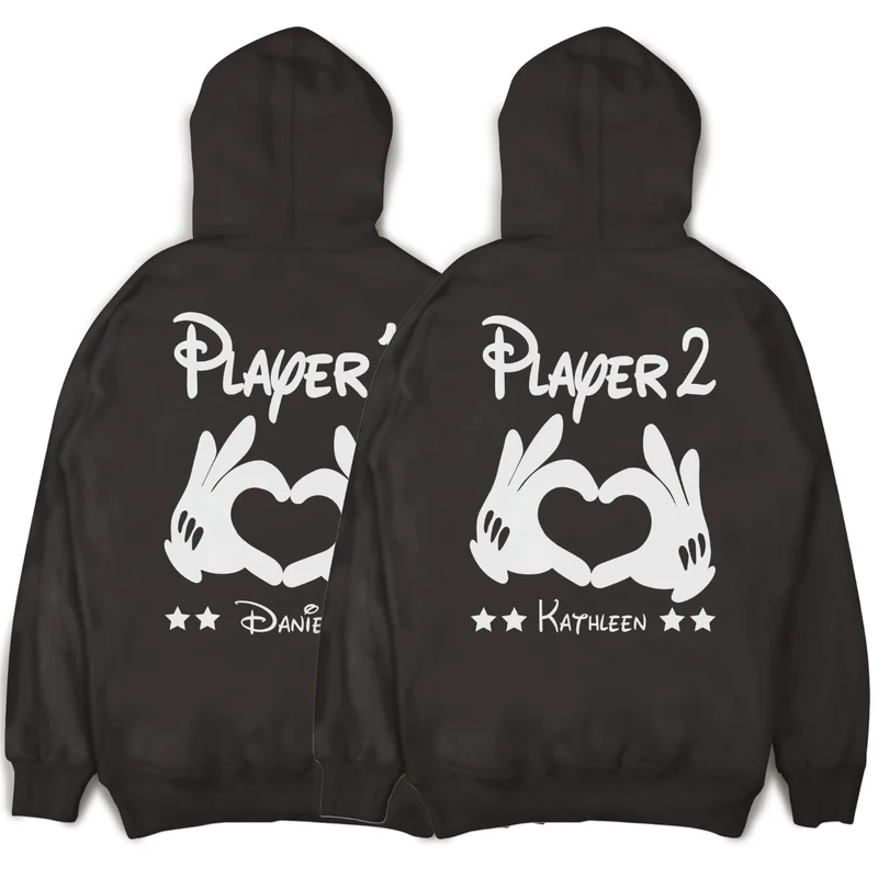 Player 1 Player 2 Hoodies Pärchen Pullover für Paare Paarpullis Pärchen Geschenk Pärchenpullover Weihnachten Paar Pullover Wunschnamen Paare