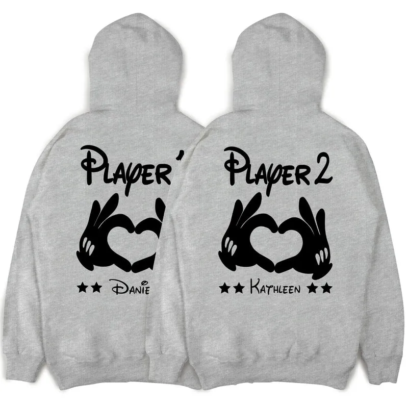 Player 1 Player 2 Hoodies Pärchen Pullover für Paare Paarpullis Pärchen Geschenk Pärchenpullover Weihnachten Paar Pullover Wunschnamen Paare