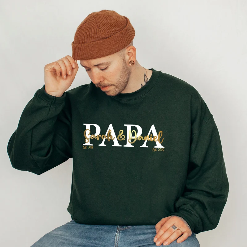 Papa Sweatshirt personalisiert Geschenk Vatertag Pullover für Papa Vatertagsgeschenk Wunschtext Familie Sweater Kindernamen Est Datum Papa