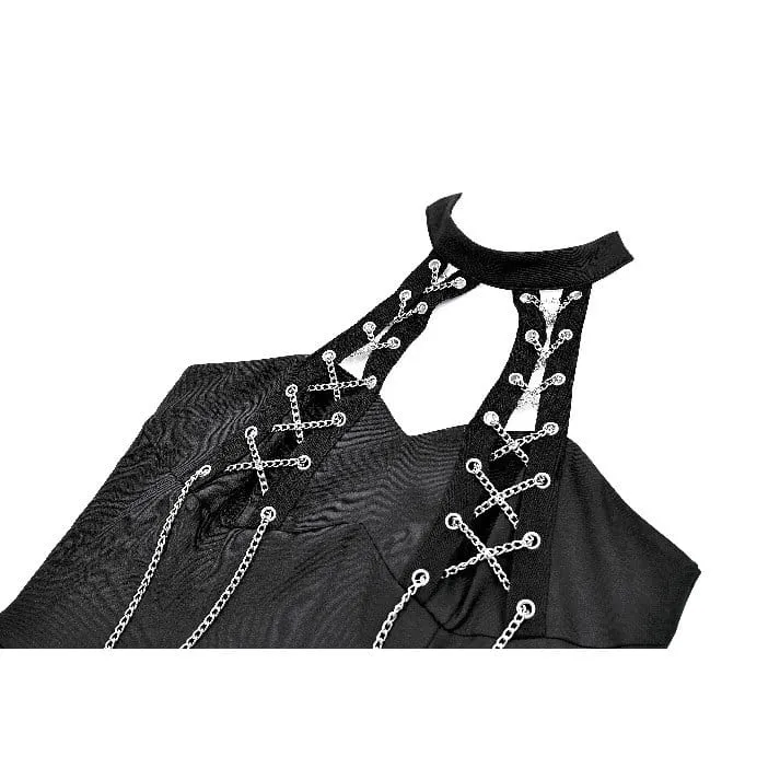 Punk-Kleid mit Ketten, Cut-outs und Neckholder für Damen, Abschlusskleid