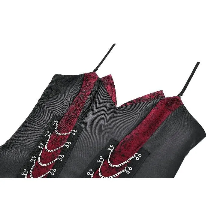 Punk-Kleid für Damen mit Ketten, kontrastfarbenem, unregelmäßigem Saum, Abschlusskleid