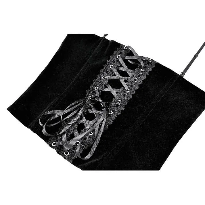 Gothic-besticktes, geschnürtes Samt-Überbrustkorsett für Damen