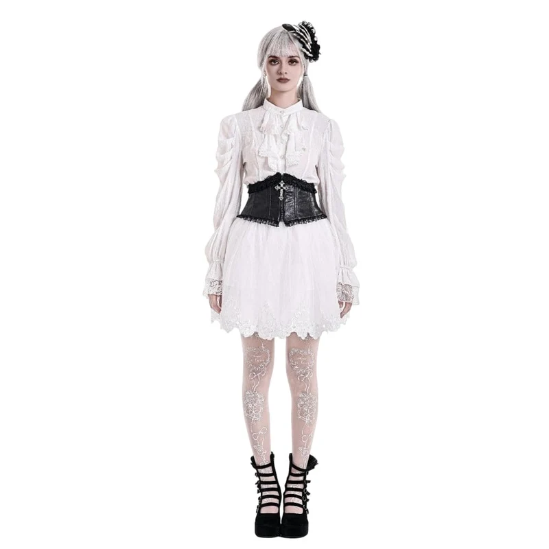 Gothic-Unterbrustkorsett für Damen mit floral geprägter Spitze