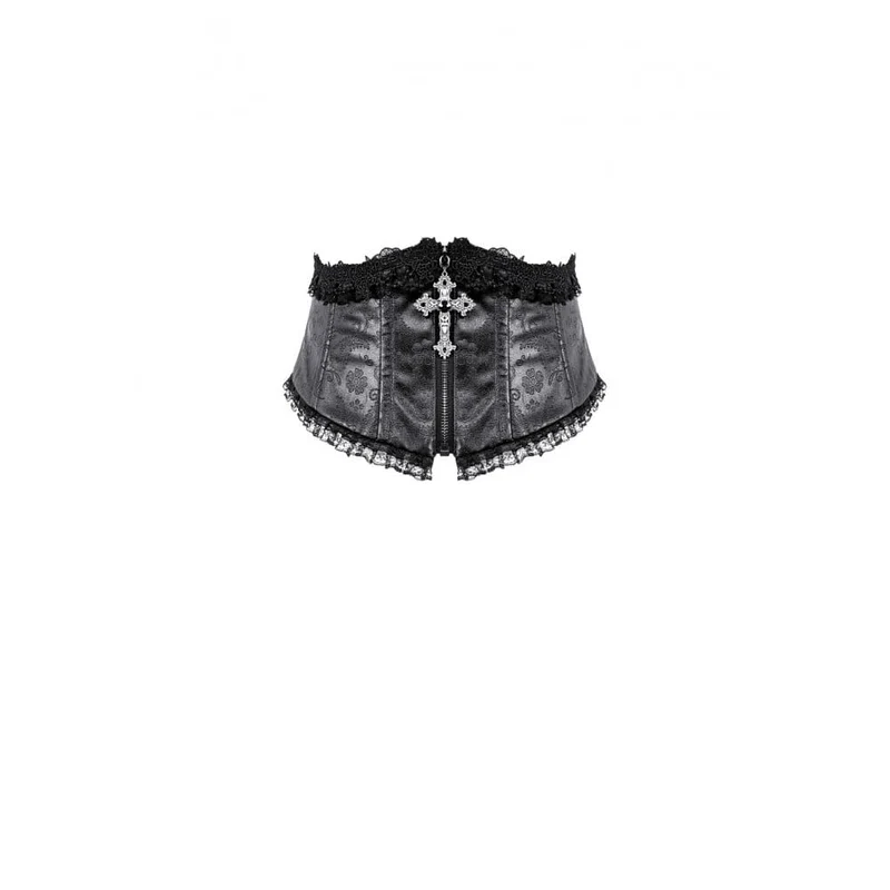 Gothic-Unterbrustkorsett für Damen mit floral geprägter Spitze