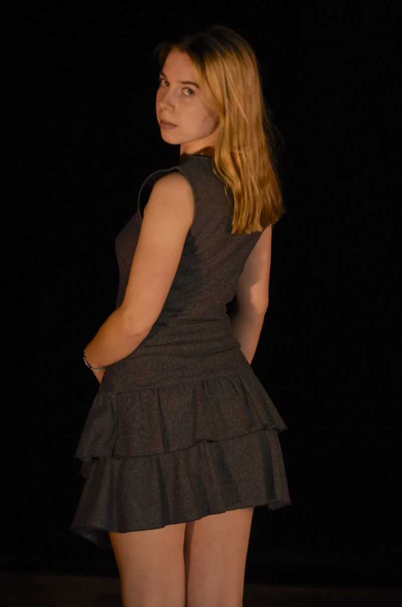 Kleid - Dunkelgraues Minikleid - W106