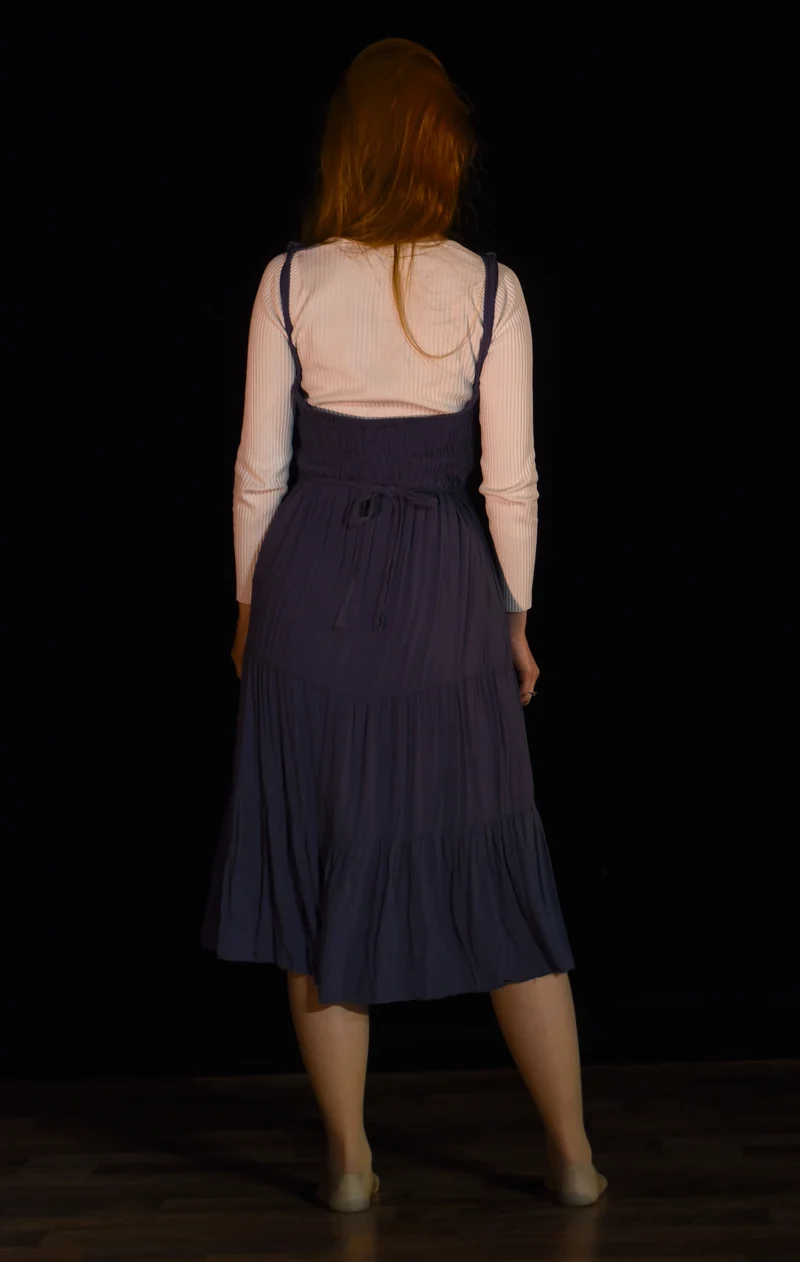Kleid - Blaues Volantkleid - W102