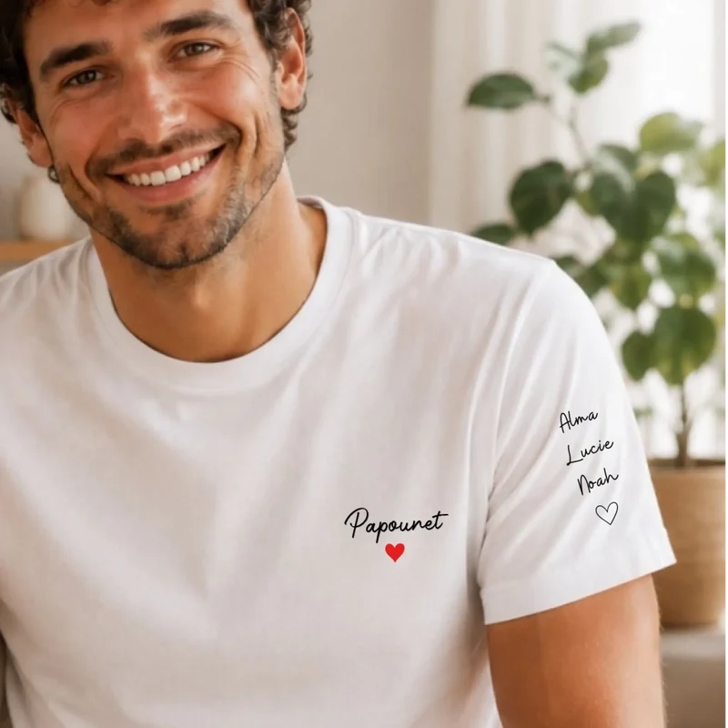 T-shirt Personnalisé - Papounet avec prénoms d'enfants