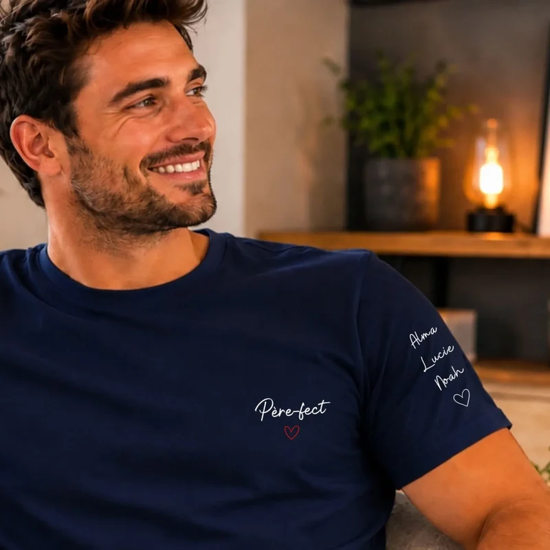 T-shirt personnalisé - Père-fect avec prénoms d'enfants