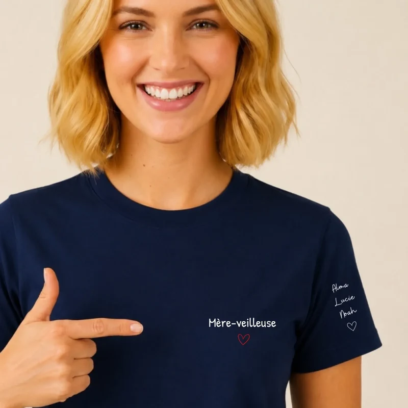 T-shirt Personnalisé - Mère-veilleuse et prénoms d'enfants