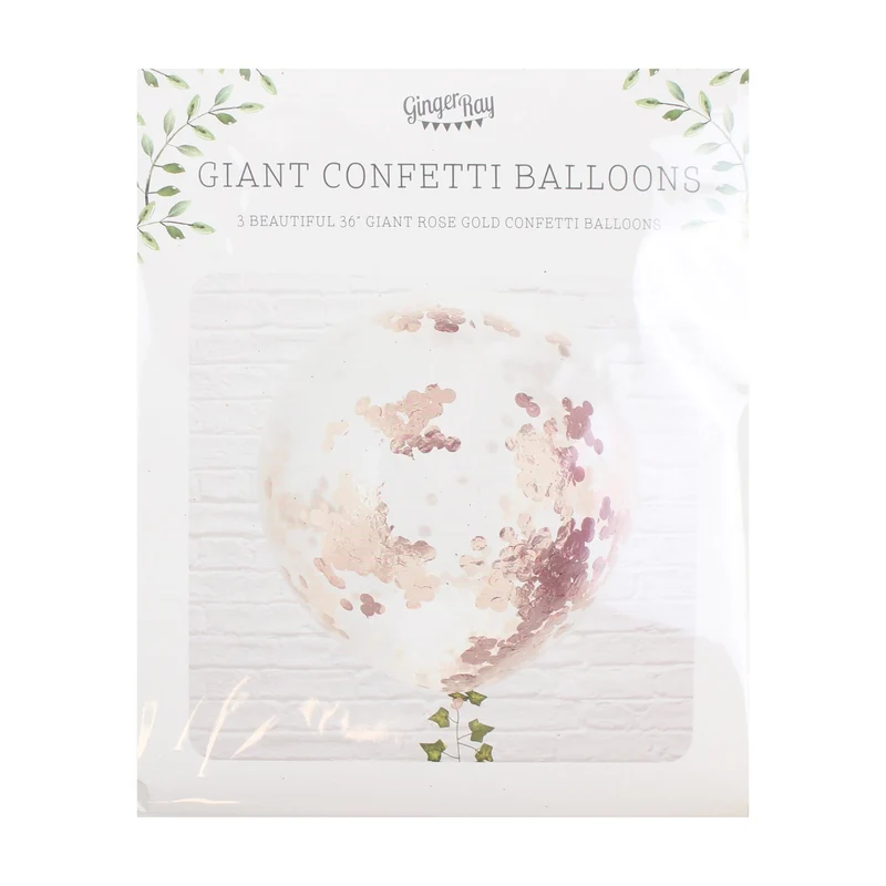 XXL Konfetti-Ballons Ø 91cm Roségold 3 Stk.