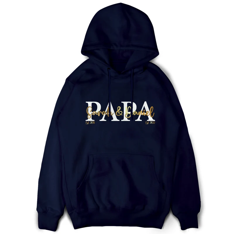 Papa Hoodie personalisiert Geschenk Vatertag Pullover für Papa Vatertagsgeschenk Wunschtext Familie Kindernamen Est Datum