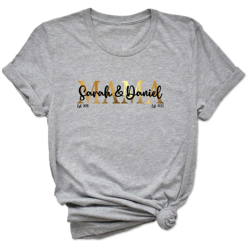 Mama Shirt personalisiert Geschenk Muttertag T-Shirt für Mama Muttertagsgeschenk Wunschtext Familie Kindernamen Est Datum Million Threads