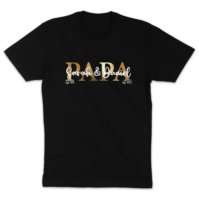 Papa Shirt personalisiert Geschenk Vatertag T-Shirt für Papa Vatertagsgeschenk Wunschtext Familie Kindernamen Est Datum Million Threads