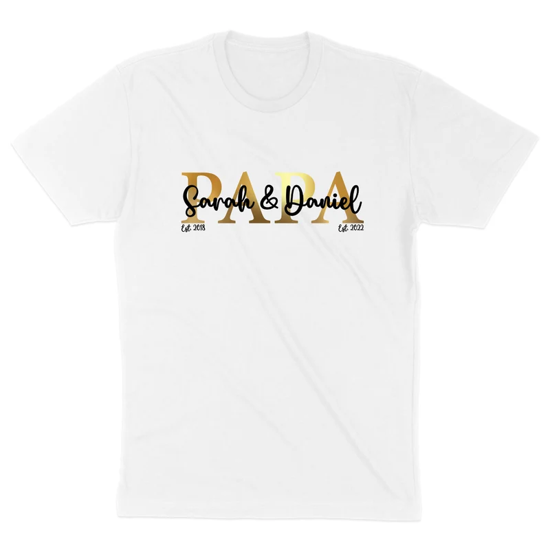 Papa Shirt personalisiert Geschenk Vatertag T-Shirt für Papa Vatertagsgeschenk Wunschtext Familie Kindernamen Est Datum Million Threads