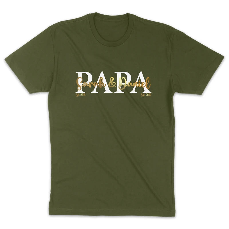 Papa Shirt personalisiert Geschenk Vatertag T-Shirt für Papa Vatertagsgeschenk Wunschtext Familie Kindernamen Est Datum Million Threads