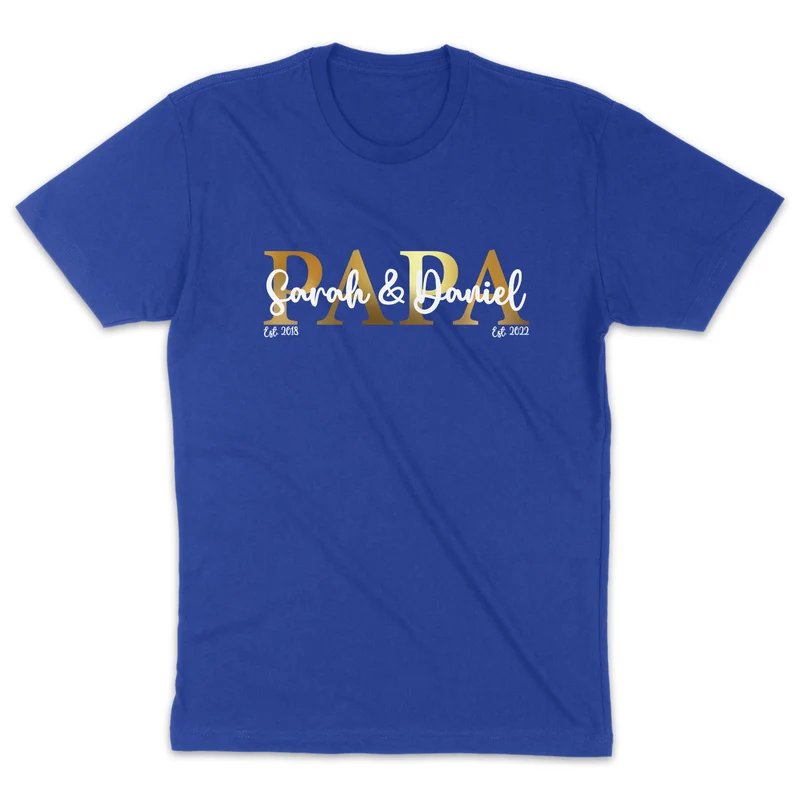 Papa Shirt personalisiert Geschenk Vatertag T-Shirt für Papa Vatertagsgeschenk Wunschtext Familie Kindernamen Est Datum Million Threads