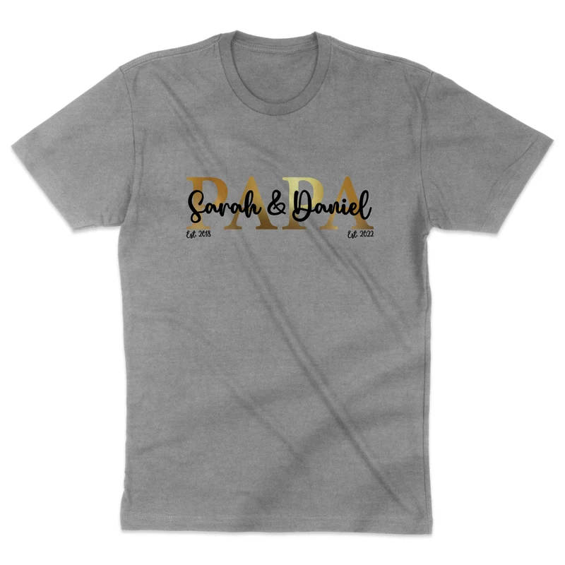 Papa Shirt personalisiert Geschenk Vatertag T-Shirt für Papa Vatertagsgeschenk Wunschtext Familie Kindernamen Est Datum Million Threads