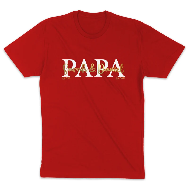 Papa Shirt personalisiert Geschenk Vatertag T-Shirt für Papa Vatertagsgeschenk Wunschtext Familie Kindernamen Est Datum Million Threads
