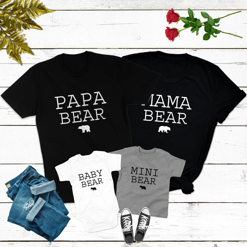 Papa Bear Papa Shirt Mama Bear Mini Bär Familienoutfit Familienshirts Baby Geschenk Geburt Kind Kinder Shirts Babyglück