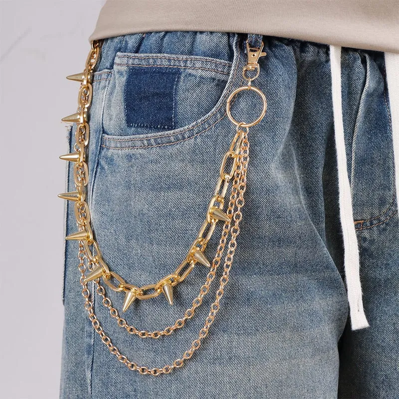 Unisex Punk Nieten-Mehrlagen-Taillenkette