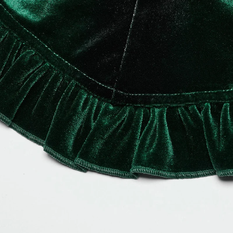 Gothic-Hemd aus Samt mit Puffärmeln und Farbverlauf für Damen in Grün