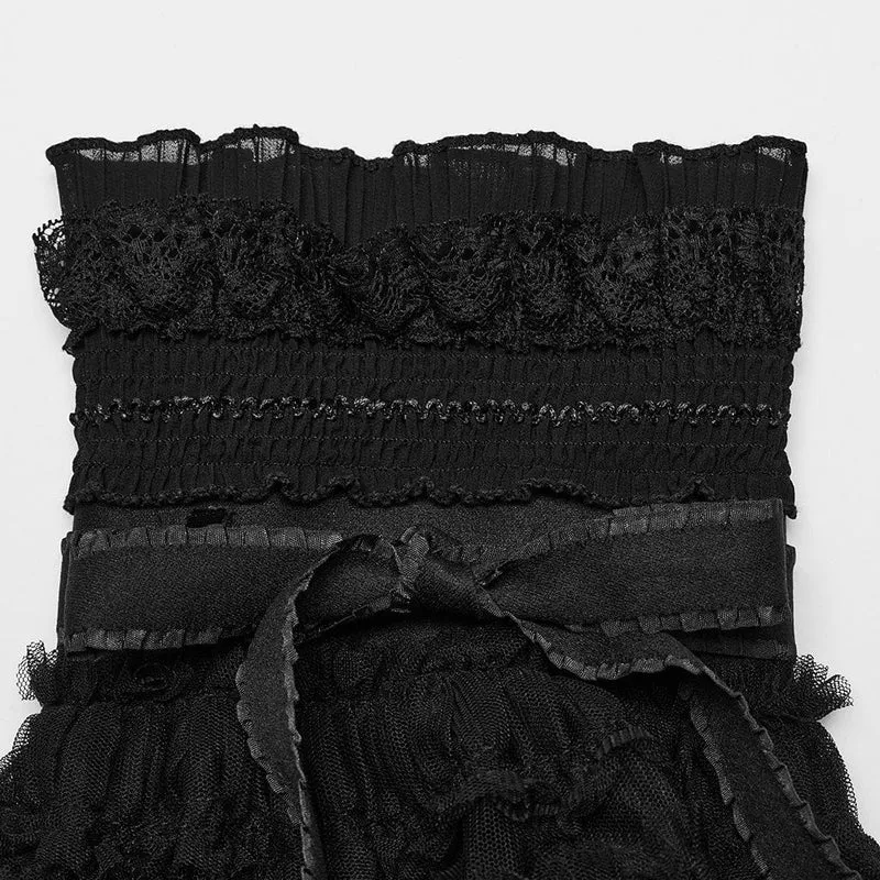 Gothic-Beinstulpen mit Rüschen und Netzstoff für Damen