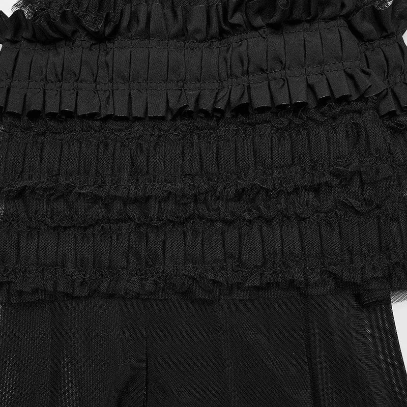 Gothic-Beinstulpen mit Rüschen und Netzstoff für Damen