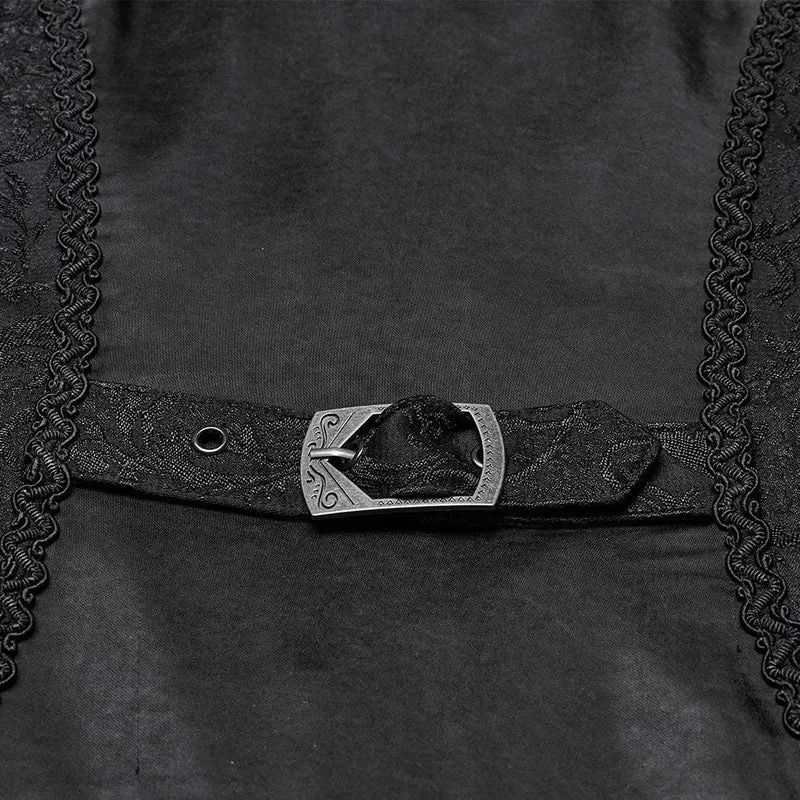 Gothic-Jacke für Damen mit Reverskragen, ausgestellten Ärmeln und hohem/niedrigem Schnitt