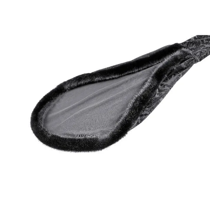 Gothic-Cape für Damen mit Jacquard-Muster, Kunstpelzbesatz und Froschknopfverschluss, kurz geschnitten