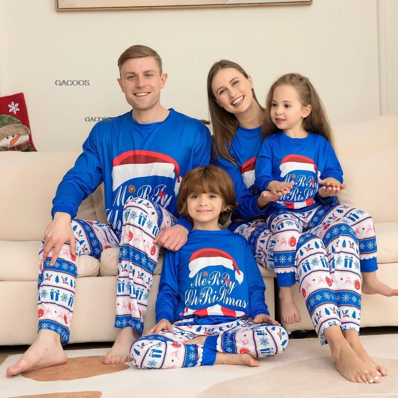 Pyjama Weihnachten Blau