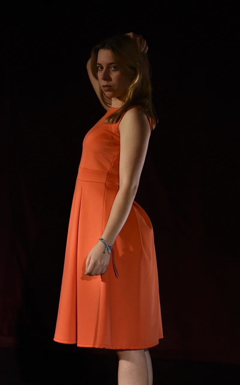 Kleid - Orangenes Kleid - W090