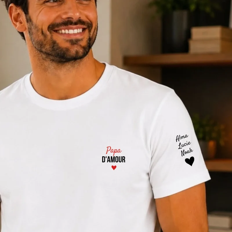 T-shirt personnalisé - Papa d'Amour avec prénoms