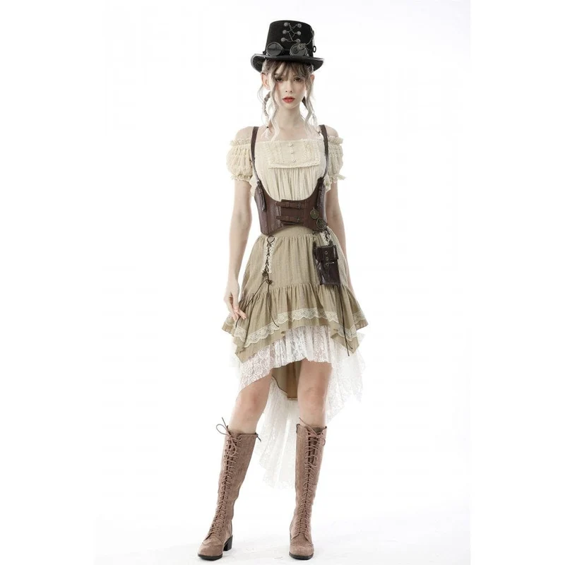 Steampunk Gothic Layered Schwalbenschwanzrock für Damen, viktorianischer Rüschen-Piratenrock