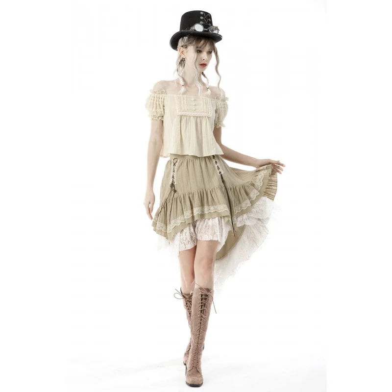 Steampunk Gothic Layered Schwalbenschwanzrock für Damen, viktorianischer Rüschen-Piratenrock