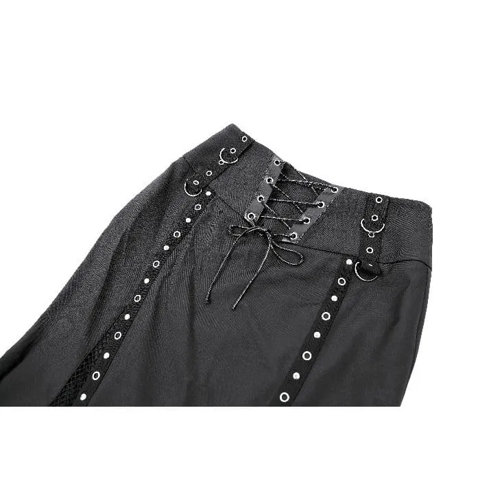 Damen-Meerjungfrauenrock im Cyberpunk-Stil mit Schnürung, Ösen und Mesh-Einsätzen