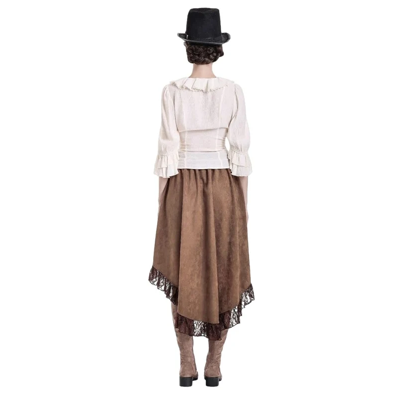 Steampunk-Rock für Damen mit floraler Spitzenborte und asymmetrischem Saum