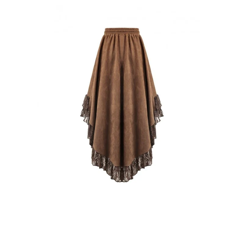 Steampunk-Rock für Damen mit floraler Spitzenborte und asymmetrischem Saum
