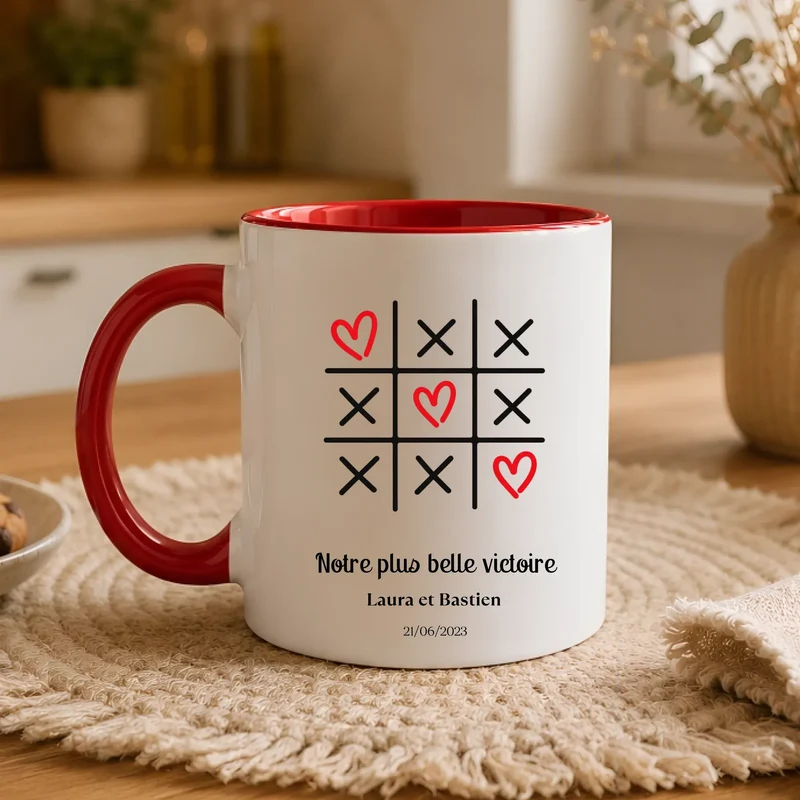 Mug couple personnalisé - Morpion avec prénoms