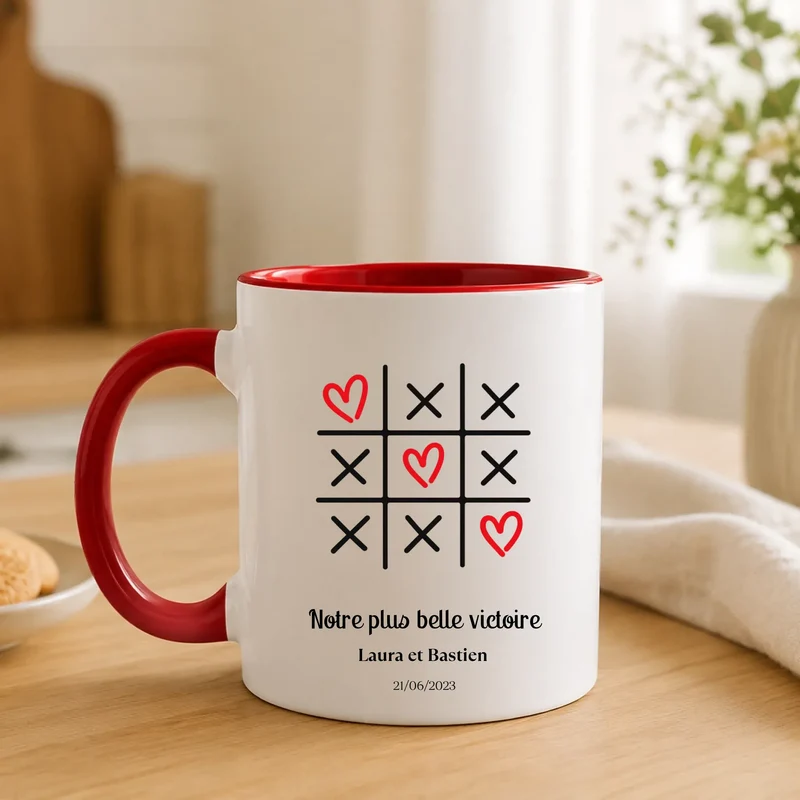 Mug couple personnalisé - Morpion avec prénoms